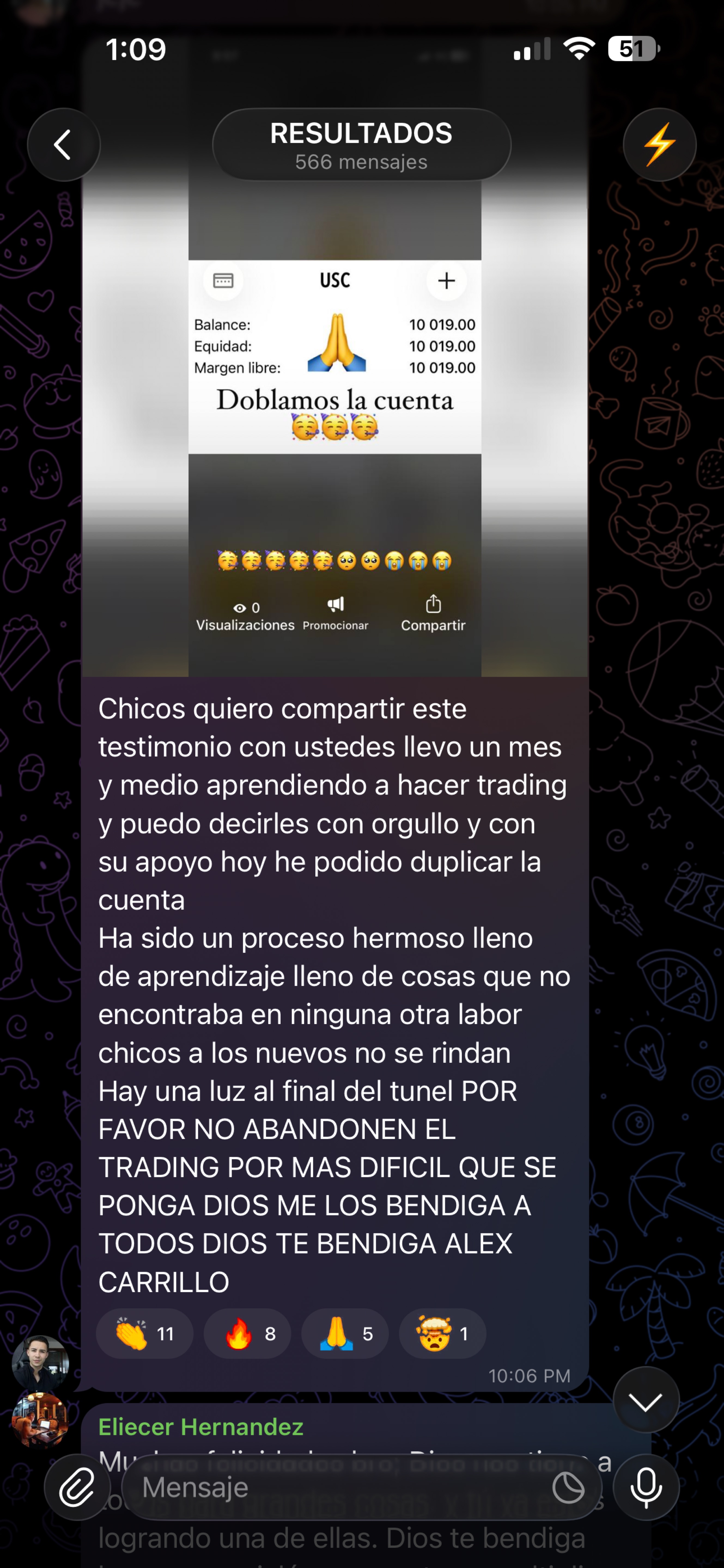 Resultado compartido por un miembro